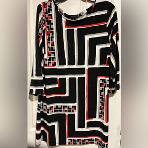 Style & Company Geometric Black and Red Dress